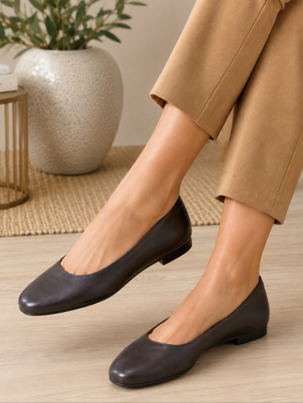 Naturalizer Kelly Ballet Flats Chocolate Brown Leather Slip On Womens Sz 10 Wide